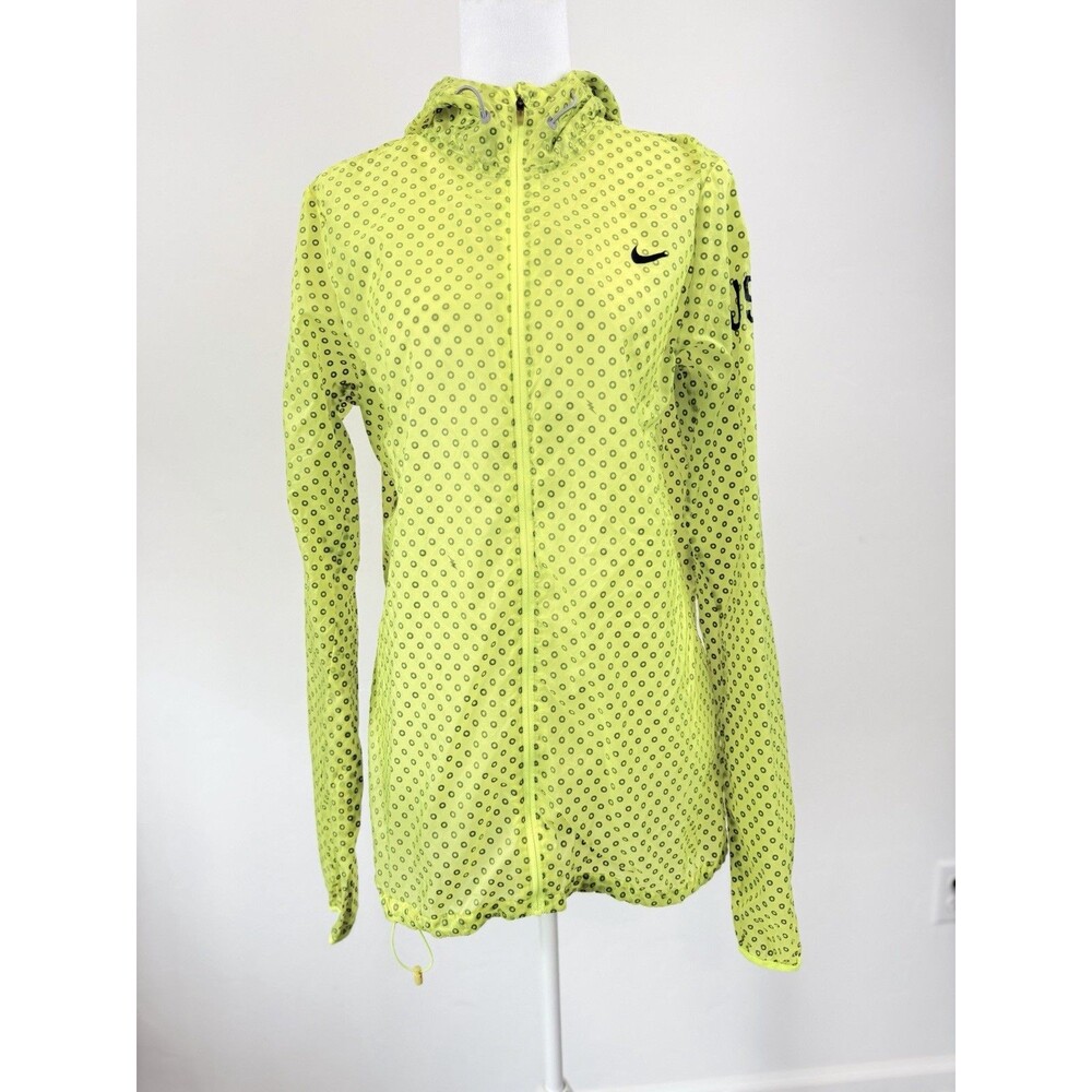 Nike Running USA Team Windbreaker Jacket LT Neon Yellow Zip Hooded Lightweight